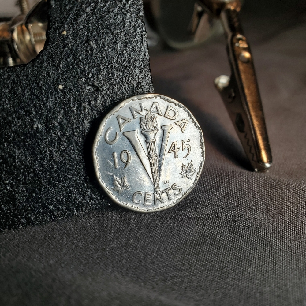 1945 Canada George VI 5 Cents WWII Victory Chromium Plated Steel KM40a
